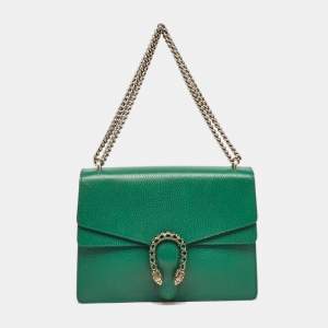 Gucci Green Leather Medium Dionysus Shoulder Bag