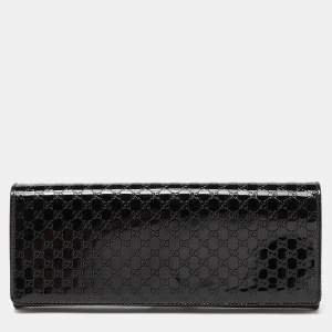 Gucci Black Microguccissima Patent Leather Small Broadway Clutch