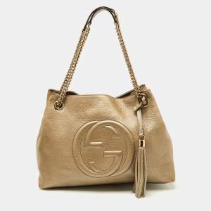 Gucci Gold Leather Medium Soho Chain Shoulder Bag