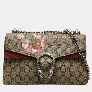 GUCCI Beige/Red GG Blooms Small Dionysus Bag