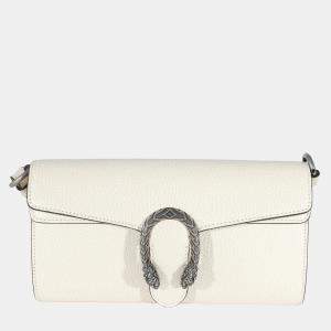 Gucci White Leather Small Dionysus Shoulder Bag