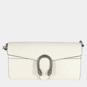 Pre Owned Gucci White Leather Small Dionysus Shoulder Bag