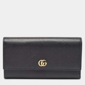 Gucci Black Leather GG Marmont Continental Wallet