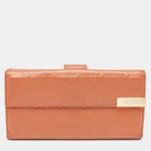 Gucci Orange Guccissima Leather Trademark Continental Wallet