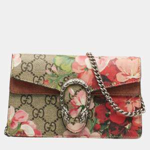 Gucci Burgundy Leather and GG Canvas Dionysus Blooms Shoulder Bag
