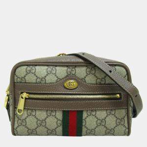 Gucci Beige GG Canvas and Leather Small Ophidia Shoulder Bag