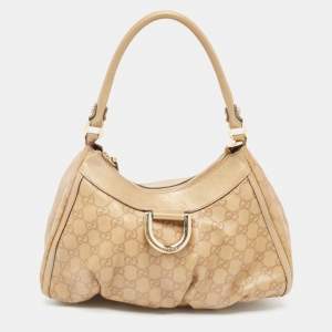 Pre Owned Gucci Gold Guccissima Leather Abbey D-Ring Hobo