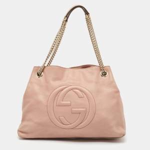Gucci Rose Poudre Leather Medium Soho Chain Tote