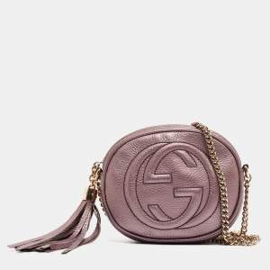 Gucci Metallic Purple Leather Mini Soho Disco Chain Shoulder Bag