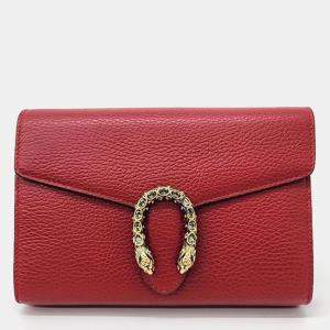 Gucci Red Leather Mini Dionysus Chain Shoulder Bag