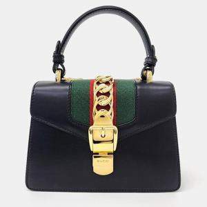 Gucci Black Leather Mini Top Handle Bag