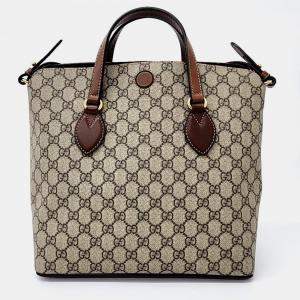 Gucci Beige GG Supreme Fold-Over Tote Bag