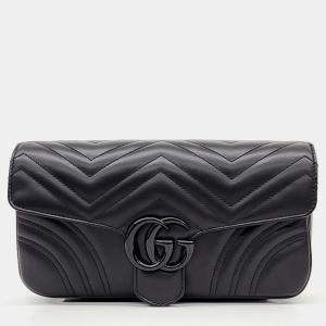 Gucci Black Leather Quilted Small Marmont Shoulder Bag