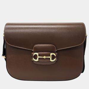 Gucci Brown Leather 1955 Horsebit Shoulder Bag