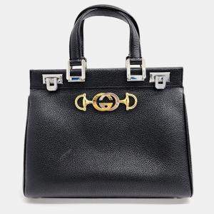 Gucci Black Leather Zumi Top Handle Small Bag