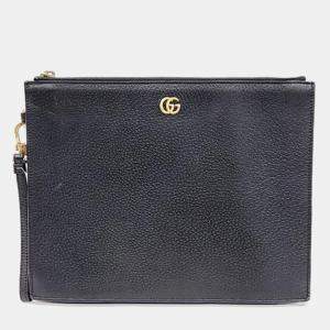 Gucci Black Leather Marmont Clutch Bag