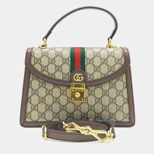Gucci Brown GG Canvas Ophidia Top Handle Bag 