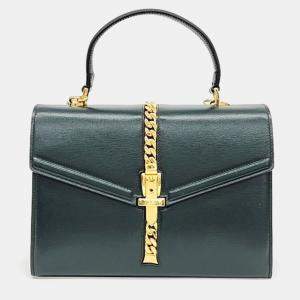 Gucci Green Leather Sylvie 1969 Top Handle Bag