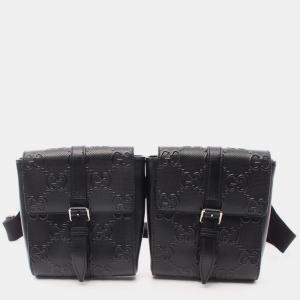 Gucci GG embossed Body bag Waist bag Leather Black