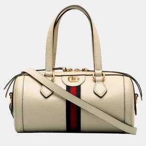 Gucci White Leather Ophidia Satchel