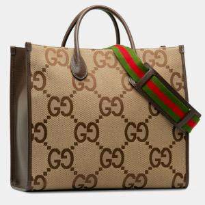 Gucci Brown Canvas Jumbo GG Canvas Tote Bag