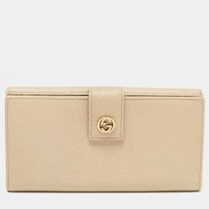 Gucci Beige Leather Interlocking G Wallet