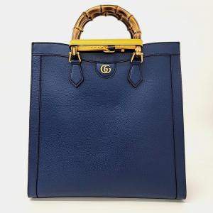 Gucci Blue Leather Large Diana Tote Bag