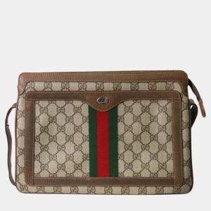 Gucci Brown GG Supreme Canvas Ophidia Shoulder Bag