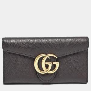 Gucci Black Leather GG Marmont Continental Wallet