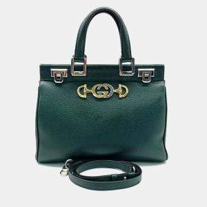 Gucci Green Leather Small Zumi Top Handle Bag