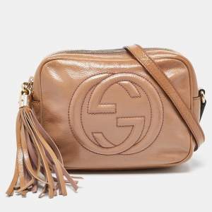 Gucci Beige Patent Leather Small Soho Disco Crossbody Bag