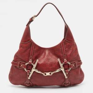 Pre Owned Gucci Red Guccissima Leather 85th Anniversary Hobo