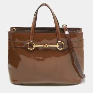 مملوكة مسبقًا حقيبة يد توتس غوتشي برايت بيت جلد وردي داكن لامع