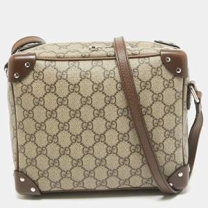 Pre Owned Gucci Brown/Beige GG Supreme Canvas Soft Trunk Crossbody Bag