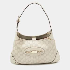 Gucci White Guccissima Leather Punch Hobo