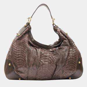 Gucci Burgundy Python Leather Jockey Hobo Bag