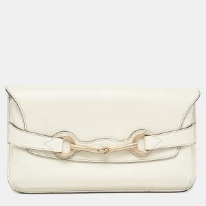 Gucci Off White Leather Bright Bit Clutch