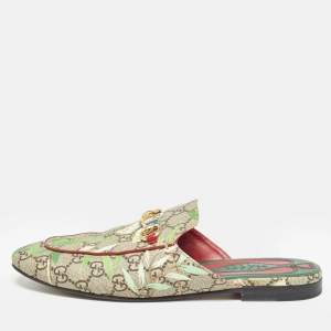 Gucci Brown/Beige GG Supreme Canvas Prince town Mules Size 39