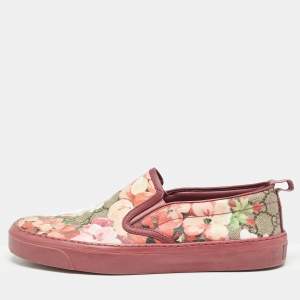 Gucci Pink Canvas Flower Print Slip On Sneakers Size 36