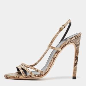 Gucci Brown/Beige Python Slingback Sandals Size 39