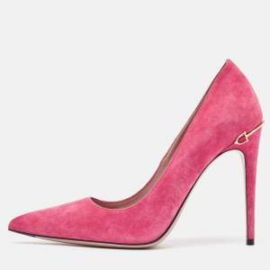 Pre Owned Gucci Pink Suede Adina Pumps Size 38