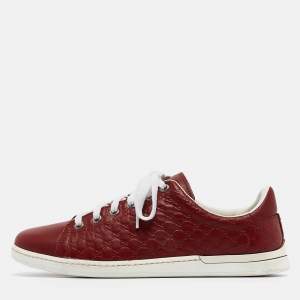 Gucci Red Microguccissima Leather Low Top Sneakers Size 37