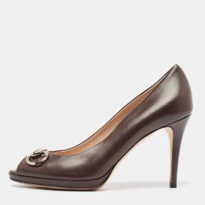 Gucci Brown Leather Hollywood Pumps Size 39