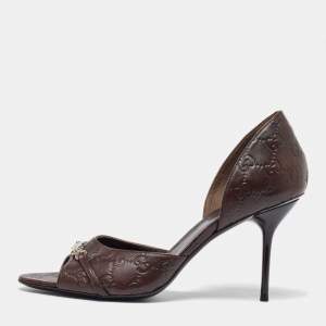Gucci Brown Guccissima Leather Horsebit D'orsay Peep Toe Pumps Size 40.5