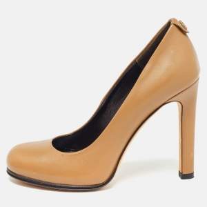 Gucci Brown Leather Round Toe Pumps Size 35