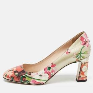 Gucci Multicolor Leather Bloom Print Round Toe Pumps Size 36