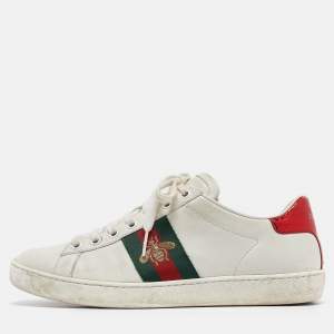 Gucci White Leather Ace Low Top Sneakers 37