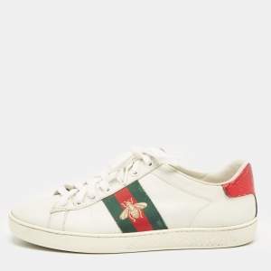 Gucci White Leather Ace Low Top Sneakers Size 35.5