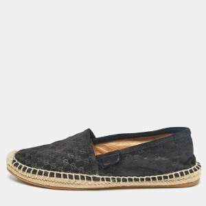 Gucci Black Suede Slip On Espadrille Flats Size 36