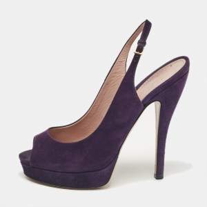 Gucci Purple Suede Ankle Strap Sandals Size 38.5